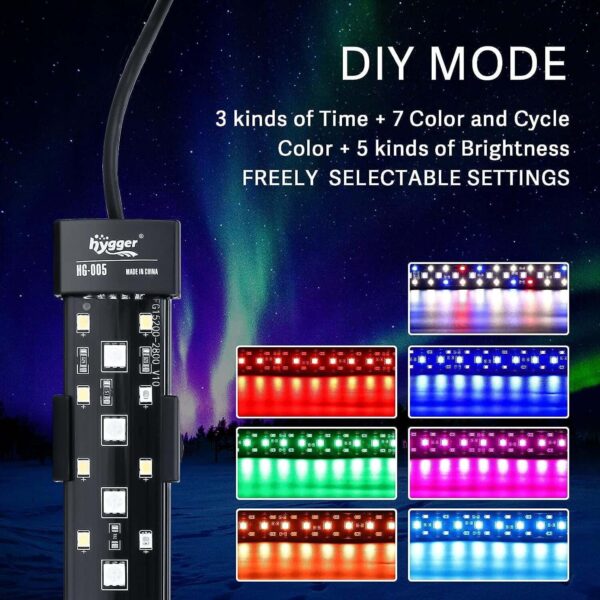 Hygger HG-005 LED controller with multiple RGB LED strip color options displayed