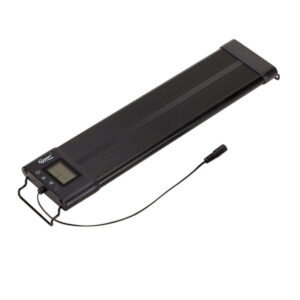 Black digital aquarium heater controller with LCD display and connected probe