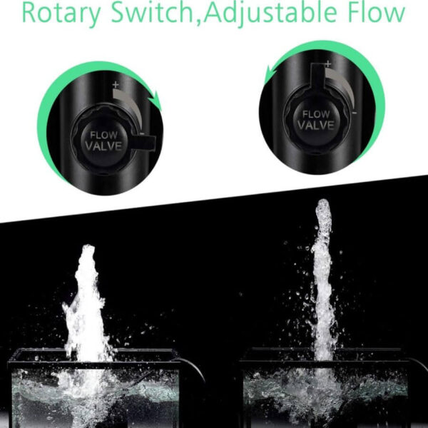 Rotary flow valve switch with adjustable water flow in two aquarium tanks