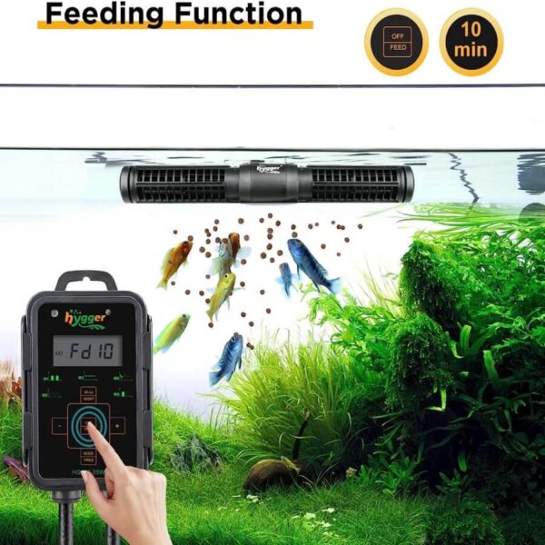 Automatic fish feeder dispensing food pellets in aquarium with remote control