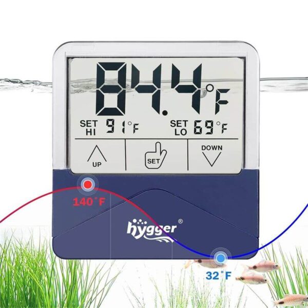 Hygger digital aquarium temperature controller displaying 84.4°F