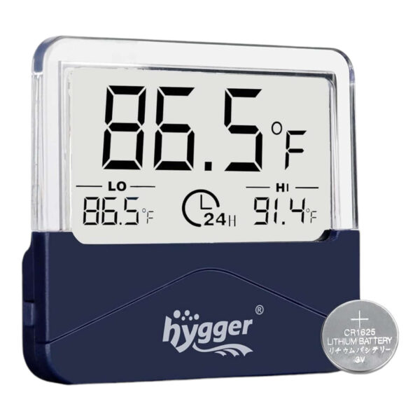 Digital hygger indoor thermometer showing 86.5 degrees Fahrenheit with lithium battery