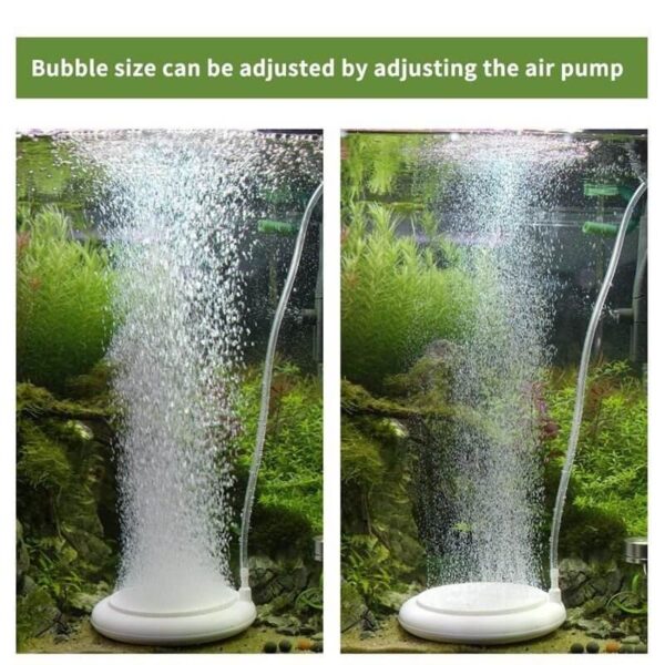Aquarium air pump showing different bubble sizes by adjustment