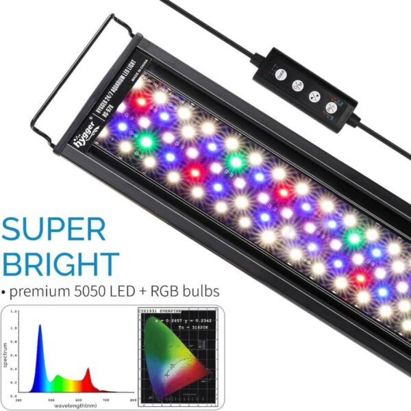 Hyger super bright aquarium LED light with premium 5050 LEDs and RGB bulbs