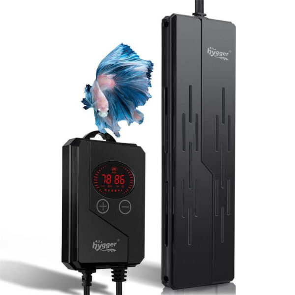Hygger aquarium heater controller device with digital display and blue betta fish