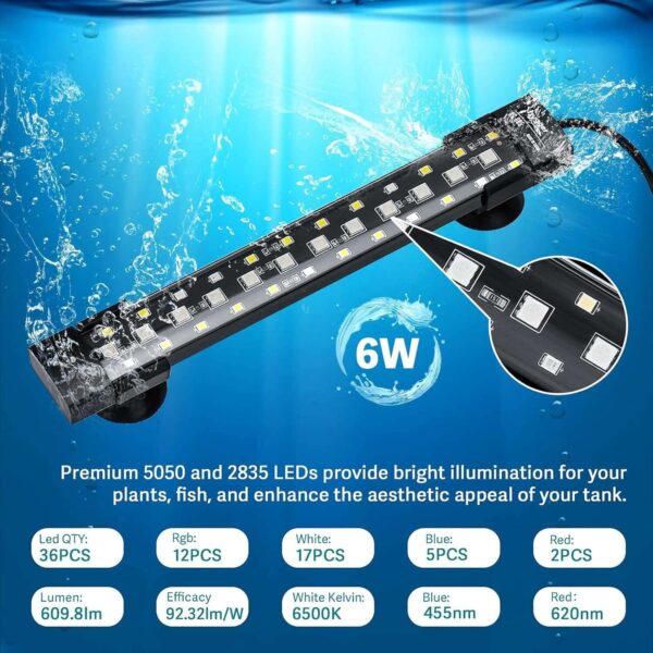 6W underwater aquarium LED light with 36 high-quality LEDs for plants and fish