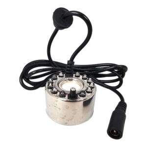 Circular LED pond fountain light with black power cable and connector
